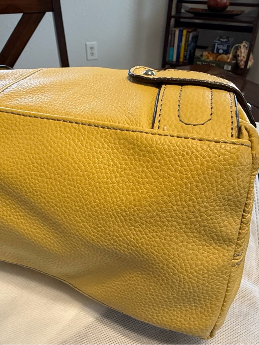 Tignanello Leather Hobo Tote Mustard Yellow | Tags Attached | Silver Hardware - Picture 8 of 11